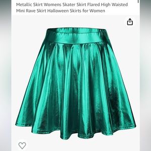 Metallic green skater skirt